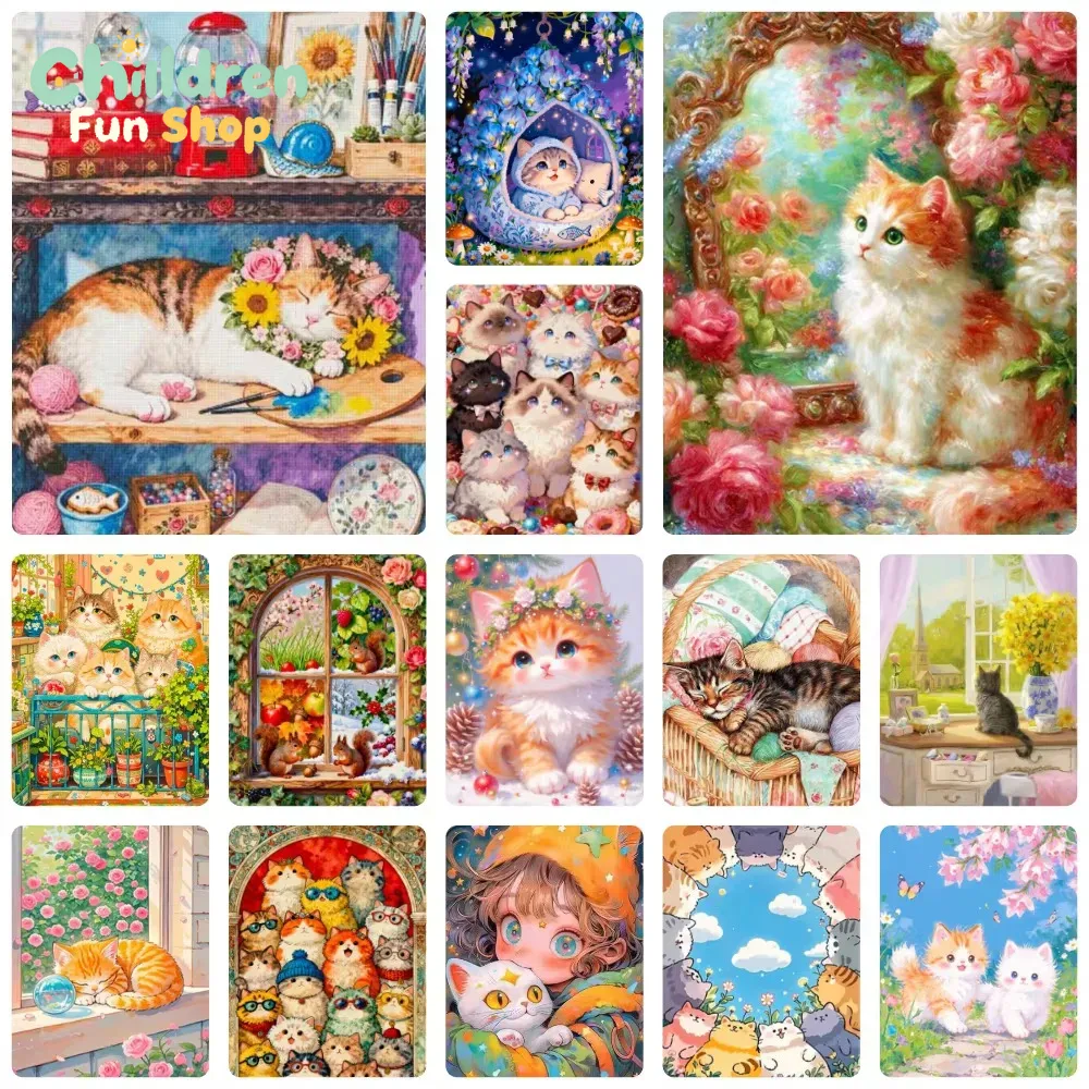 Resin Art Work - Diamante da pittura, gattino soffice e
